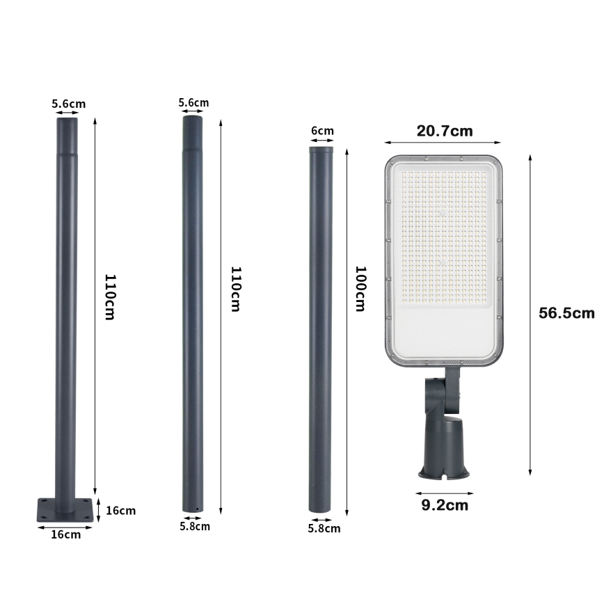 Brilagi - LED āra ielu lampa ar stabu un locītavu 3 m URBANLIGHT LED/200W/230V antracīts IP65