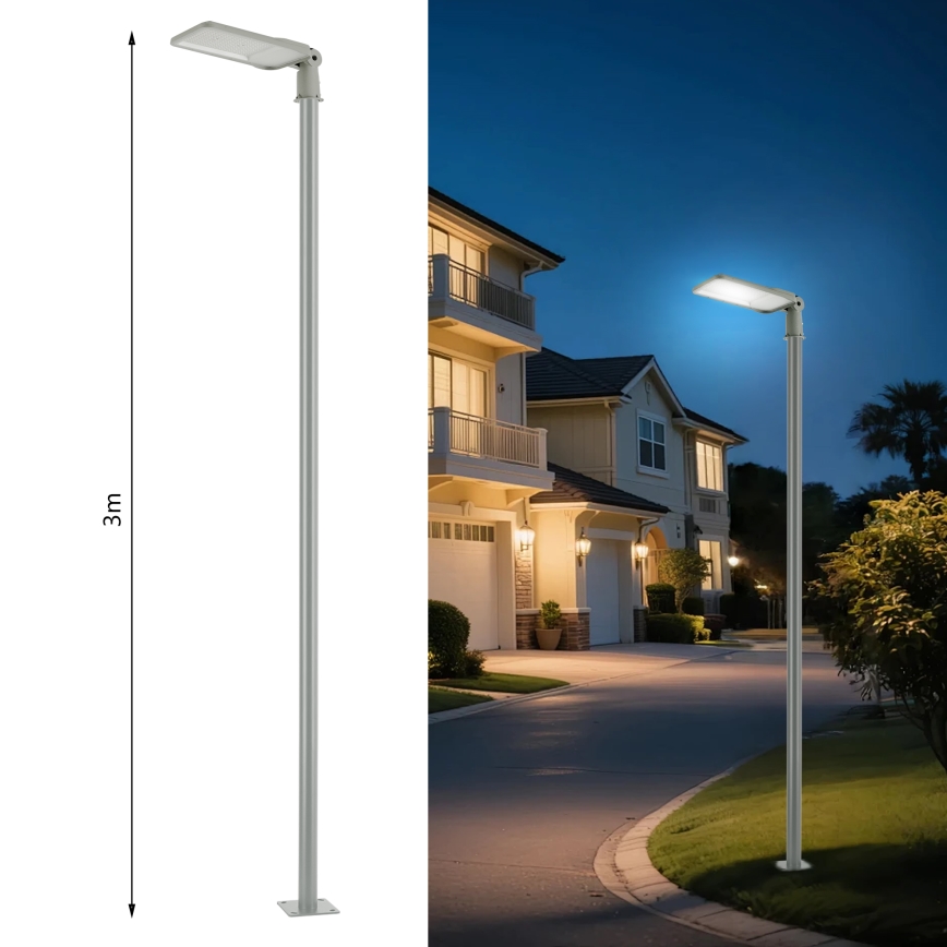 Brilagi - LED āra ielas lampa ar 3 m stabu un locītavu URBANLIGHT LED/200W/230V pelēka IP65