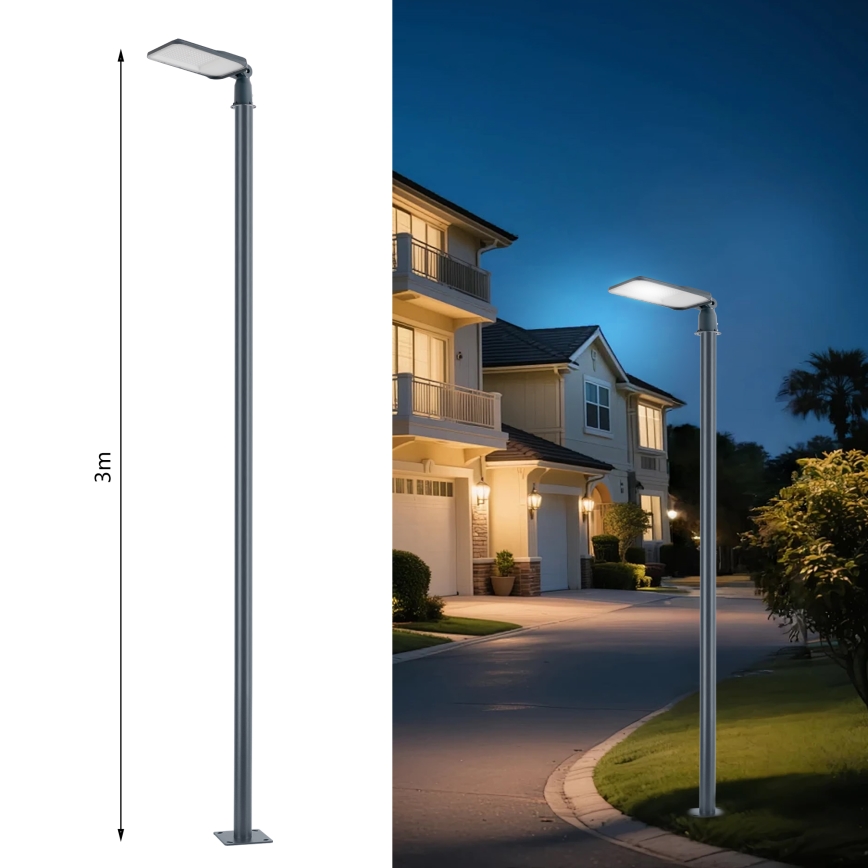 Brilagi - LED āra ielas lampa ar 3 m stabu un šarnīru URBANLIGHT LED/100W/230V antracīts IP65