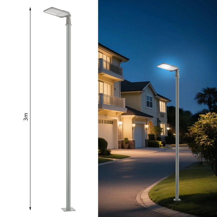 Brilagi - LED āra ielu lampa ar 3 m stabu un locītavu URBANLIGHT LED/100W/230V pelēka IP65