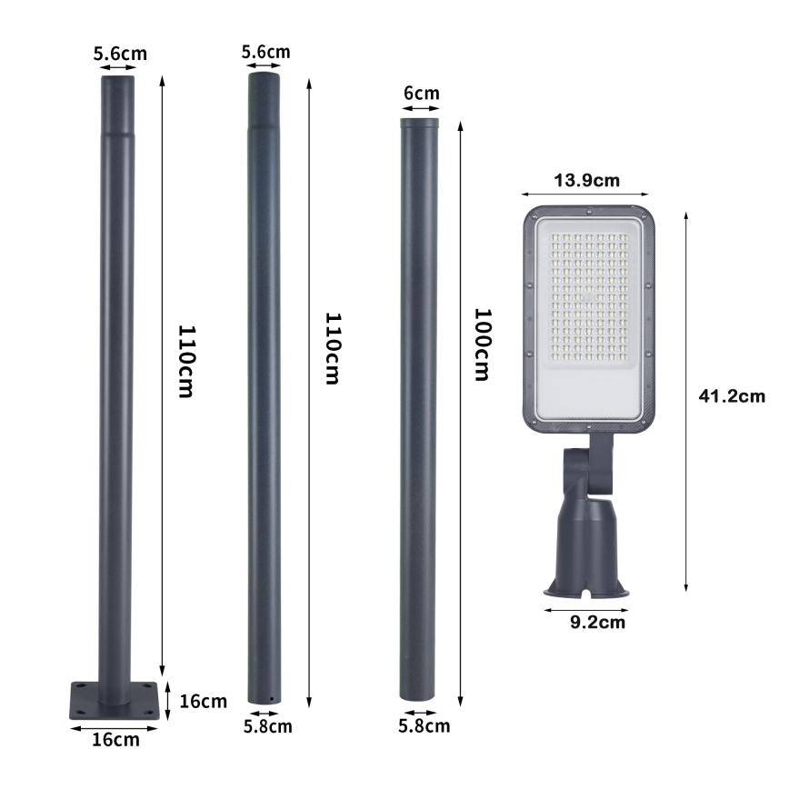 Brilagi - URBANLIGHT LED āra ielu lampa ar 3 m stabu un locītavu LED/50W/230V antracīts IP65