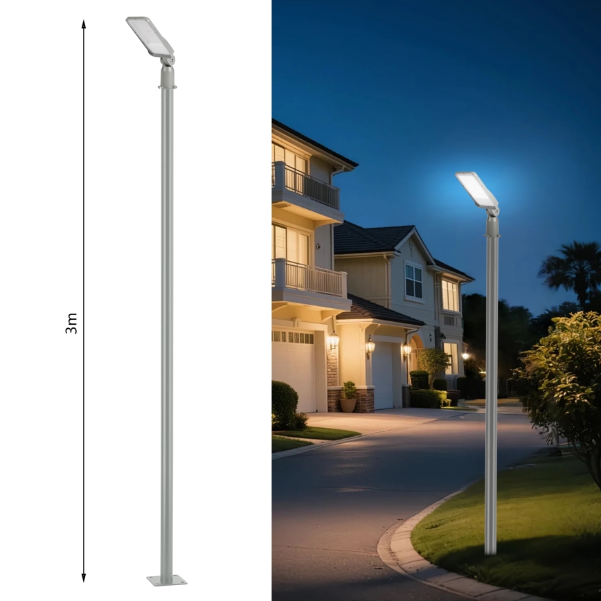 Brilagi - LED āra ielu apgaismojuma lampa ar 3 m stabu un locītavu URBANLIGHT LED/50W/230V pelēka IP65