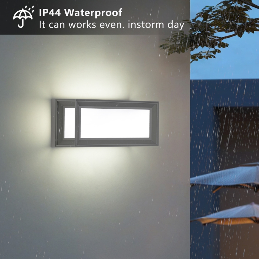 Brilagi - LED āra sienas gaismeklis ar sensoru PARKER LED/12W/230V pelēks IP44