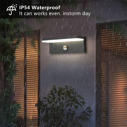 Brilagi - LED āra sienas gaismeklis ar sensoru TESSI LED/10W/230V antracīts IP54