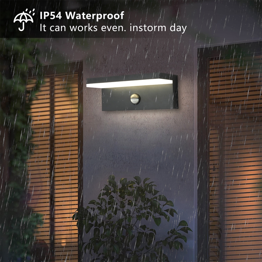 Brilagi - LED āra sienas gaismeklis ar sensoru TESSI LED/10W/230V antracīts IP54