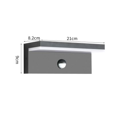 Brilagi - LED āra sienas gaismeklis ar sensoru TESSI LED/10W/230V antracīts IP54