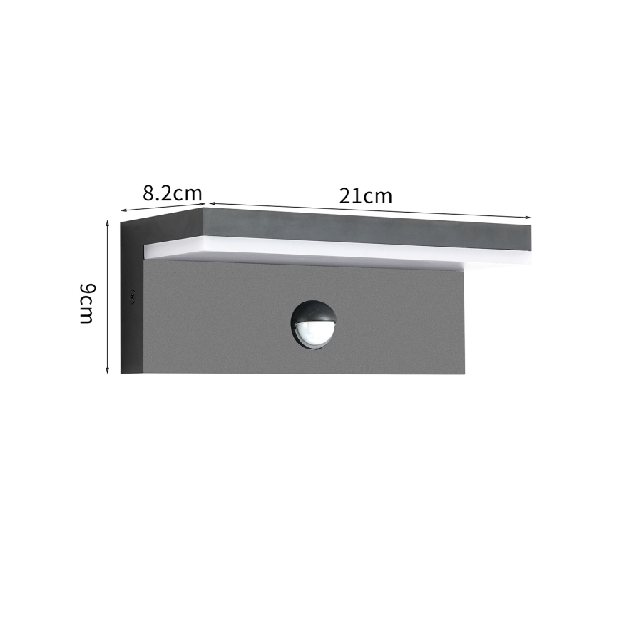 Brilagi - LED āra sienas gaismeklis ar sensoru TESSI LED/10W/230V antracīts IP54