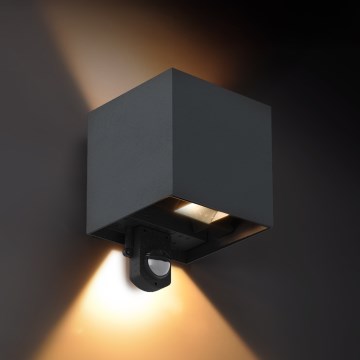 Brilagi - LED āra sienas gaismeklis ar sensoru CUBE LED/6W/230V antracīts IP65