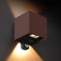 Brilagi - LED āra sienas gaismeklis ar sensoru CUBE LED/6W/230V brūns IP65