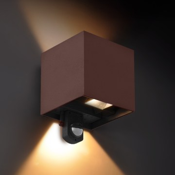 Brilagi - LED āra sienas gaismeklis ar sensoru CUBE LED/6W/230V brūns IP65