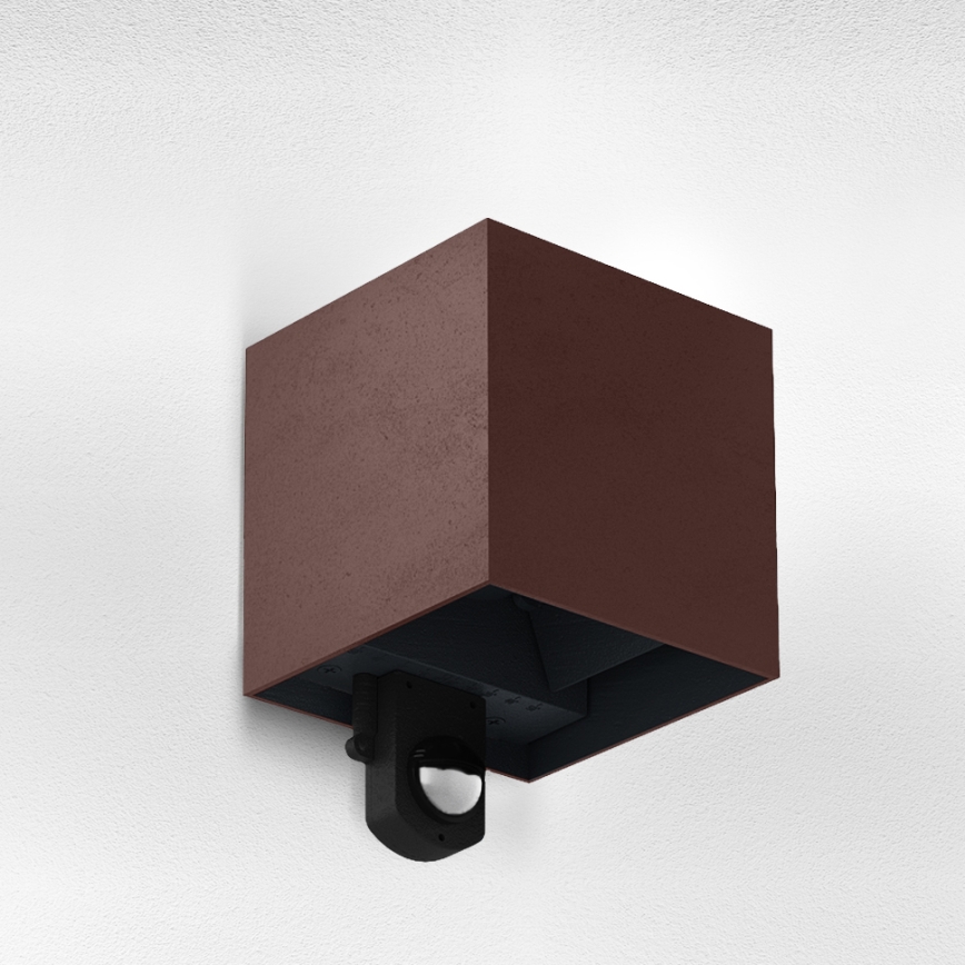 Brilagi - LED āra sienas gaismeklis ar sensoru CUBE LED/6W/230V brūns IP65