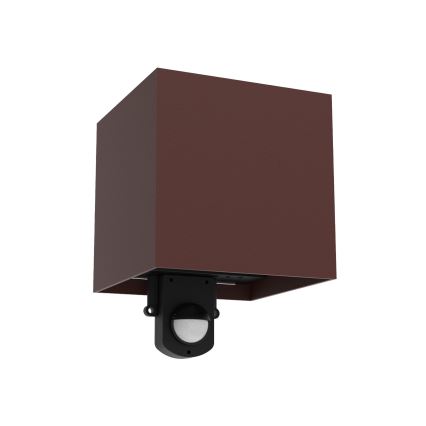 Brilagi - LED āra sienas gaismeklis ar sensoru CUBE LED/6W/230V brūns IP65