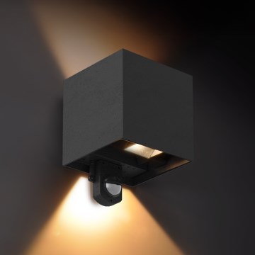 Brilagi - LED āra sienas gaismeklis ar sensoru CUBE LED/6W/230V melns IP65