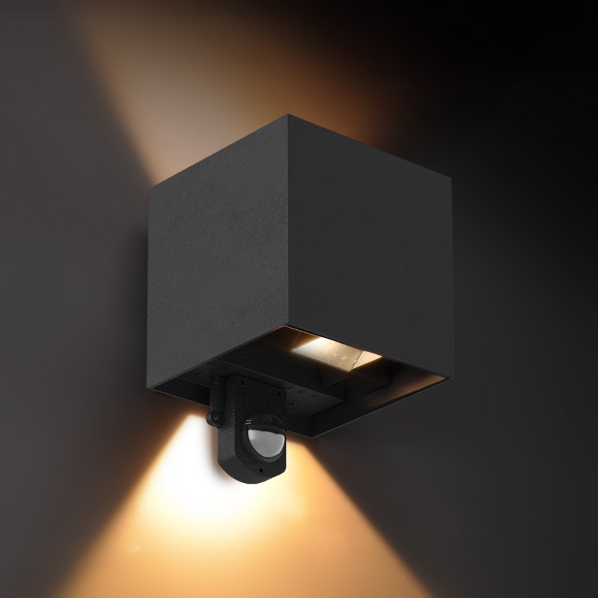 Brilagi - LED āra sienas gaismeklis ar sensoru CUBE LED/6W/230V melns IP65