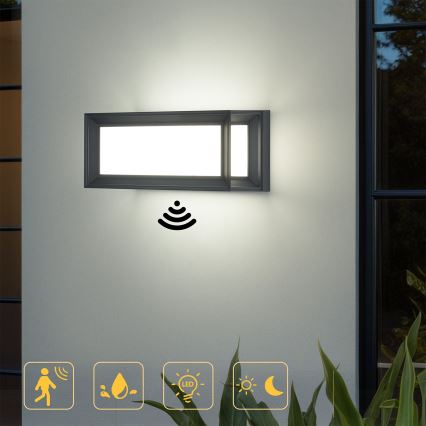 Brilagi - LED āra sienas gaismeklis ar sensoru PARKER LED/12W/230V antracīts IP44