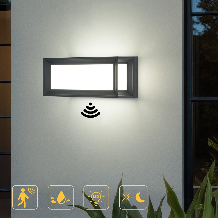 Brilagi - LED āra sienas gaismeklis ar sensoru PARKER LED/12W/230V antracīts IP44