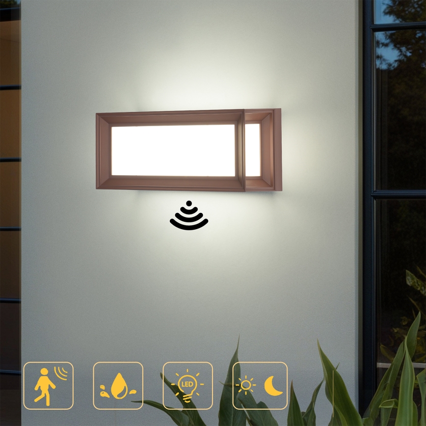 Brilagi - LED āra sienas gaismeklis ar kustību sensoru PARKER LED/12W/230V brūns IP44