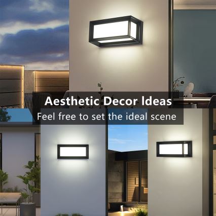 Brilagi - LED Āra sienas gaismeklis ar sensoru PARKER LED/12W/230V melns IP44