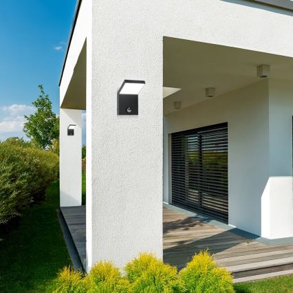 Brilagi - LED āra sienas gaismeklis ar sensoru RIANO LED/8W/230V antracīts IP65