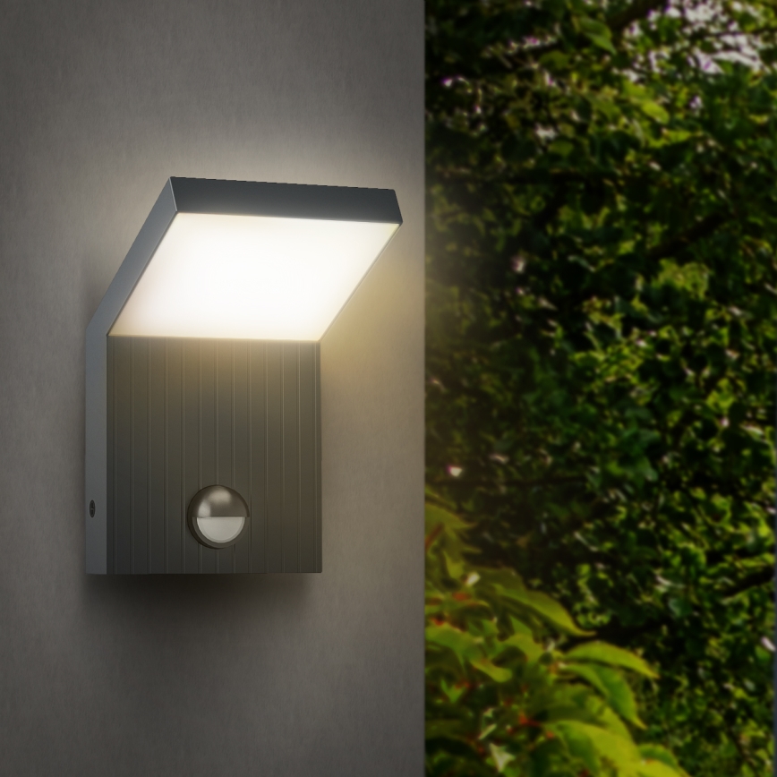 Brilagi - LED āra sienas gaismeklis ar sensoru RIANO LED/8W/230V antracīts IP65