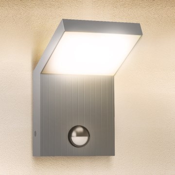 Brilagi - LED āra sienas gaismeklis ar sensoru RIANO LED/8W/230V sudraba IP65