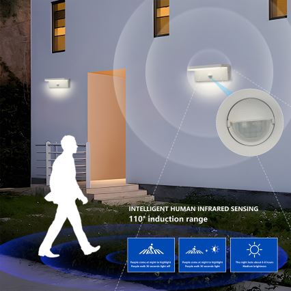 Brilagi - LED āra sienas lampa ar sensoru TESSI LED/10W/230V balta IP54