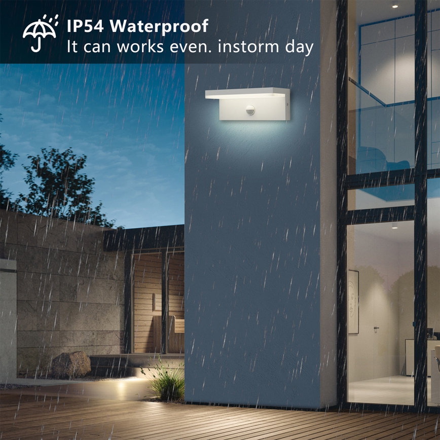 Brilagi - LED āra sienas lampa ar sensoru TESSI LED/10W/230V balta IP54