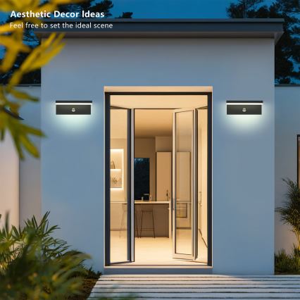 Brilagi - LED āra sienas gaismeklis ar kustību sensoru TESSI LED/10W/230V melns IP54