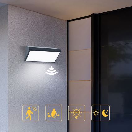 Brilagi - LED āra sienas gaismeklis ar sensoru TRIANGLE LED/20W/230V antracīta IP65