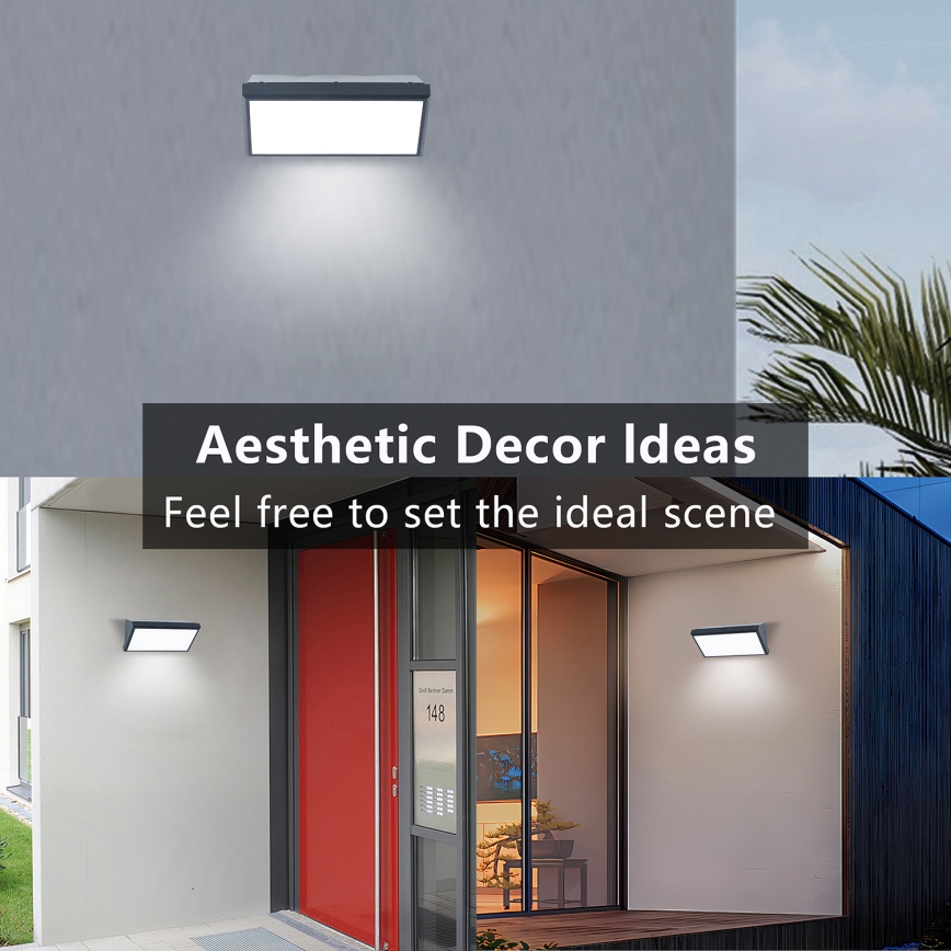 Brilagi - LED āra sienas gaismeklis ar sensoru TRIANGLE LED/20W/230V antracīta IP65