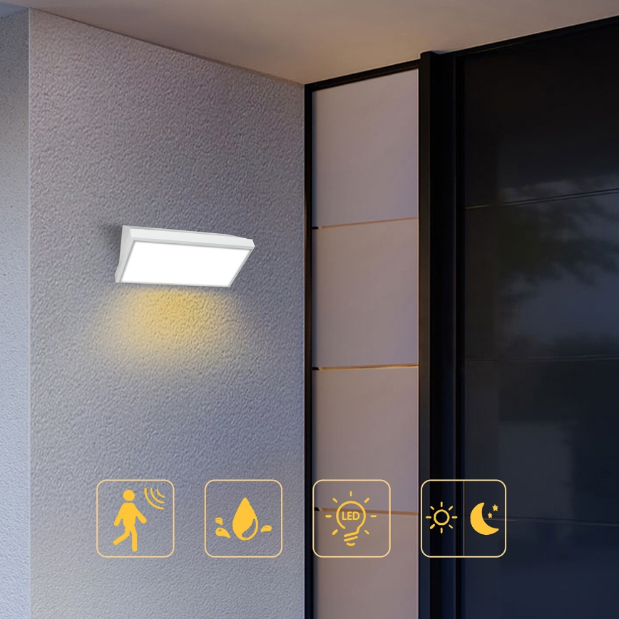 Brilagi - LED āra sienas gaismeklis ar sensoru TRIANGLE LED/20W/230V balta IP65