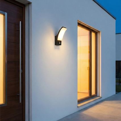 BRILAGI - LED āra sienas gaismeklis ar kustības un krēslas sensoru ARCELO LED/12W/230V IP65 melns