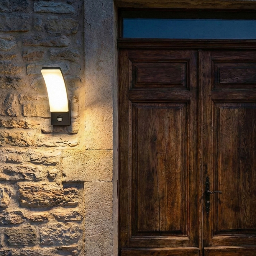 BRILAGI - LED āra sienas gaismeklis ar kustības un krēslas sensoru ARCELO LED/12W/230V IP65 melns
