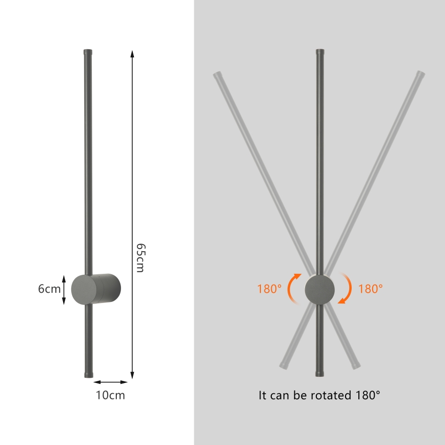 Brilagi - LED āra sienas gaismeklis AURA LED/12W/230V 4000K IP54 65 cm antracīts