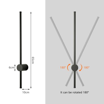 Brilagi - LED āra sienas gaismeklis AURA LED/12W/230V 4000K IP54 65 cm melns