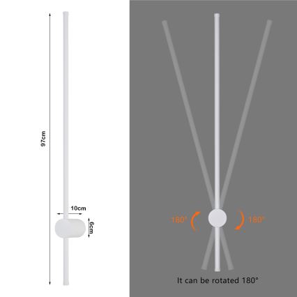 Brilagi - AURA LED āra sienas gaismeklis LED/20W/230V 3000K IP54 97 cm balts CRI 90