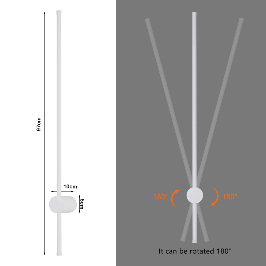 Brilagi - AURA LED āra sienas gaismeklis LED/20W/230V 3000K IP54 97 cm balts CRI 90