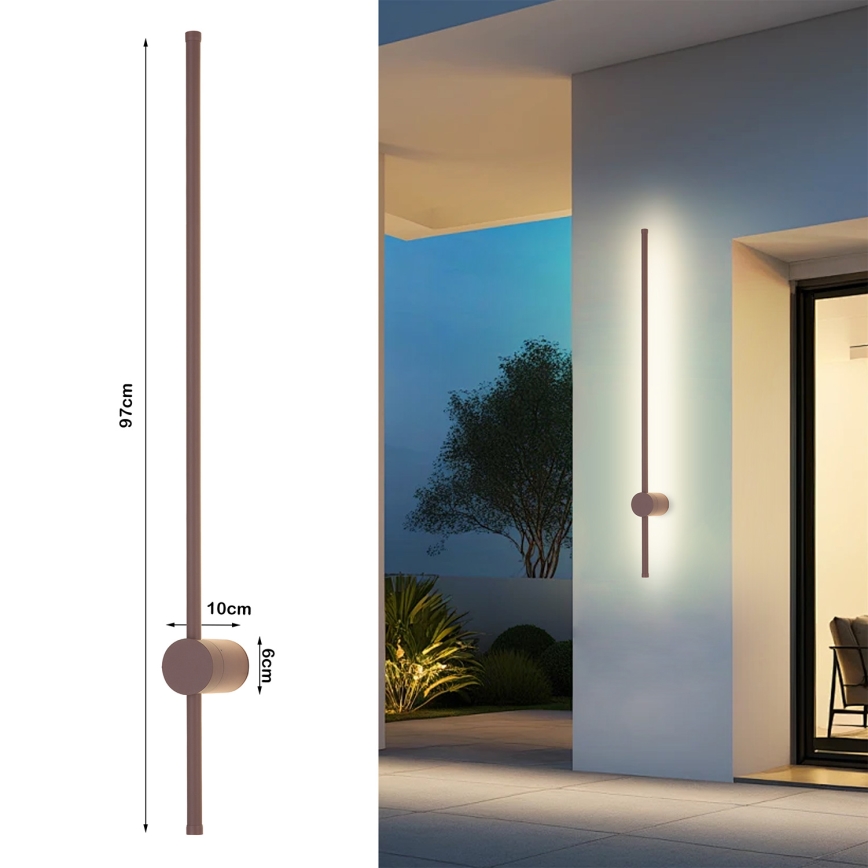 Brilagi - LED āra sienas gaismeklis AURA LED/20W/230V 3000K IP54 97 cm brūns CRI 90