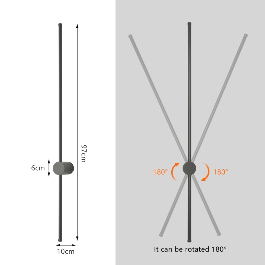 Brilagi - LED āra sienas gaismeklis AURA LED/20W/230V 4000K IP54 97 cm antracīts CRI 90