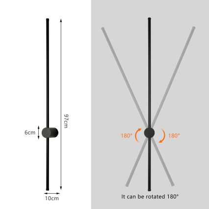 Brilagi - LED āra sienas gaismeklis AURA LED/20W/230V 4000K IP54 97 cm melns