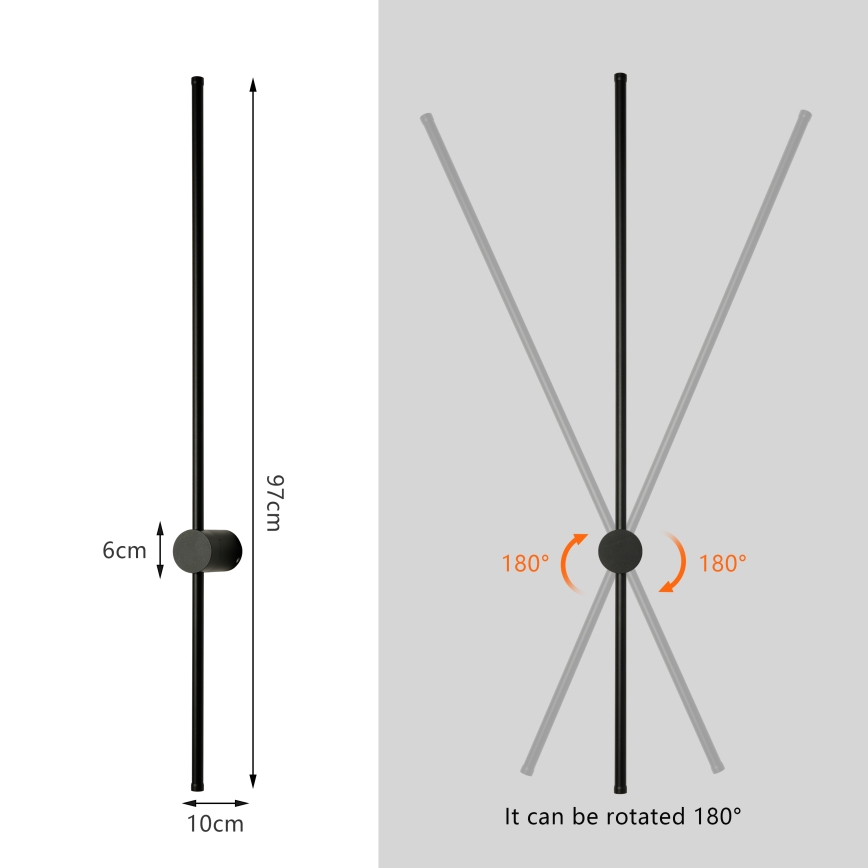 Brilagi - LED āra sienas gaismeklis AURA LED/20W/230V 4000K IP54 97 cm melns
