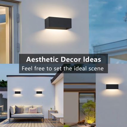 Brilagi - LED āra sienas gaismeklis DONNANI LED/7W/230V 20 cm melns IP44