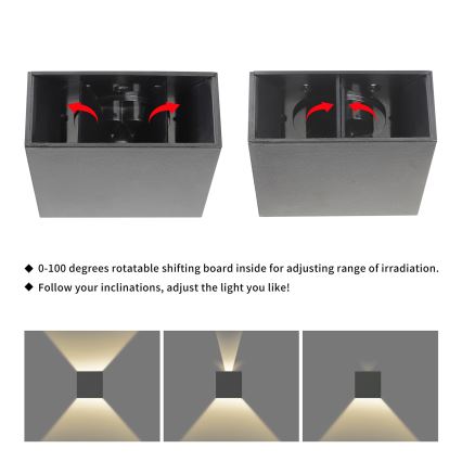Brilagi - LED āra sienas gaismeklis DOUBLERAY LED/4W/230V antracīts IP65