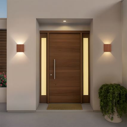 Brilagi - LED āra sienas gaismeklis DOUBLERAY LED/6W/230V, koka apdare, IP54