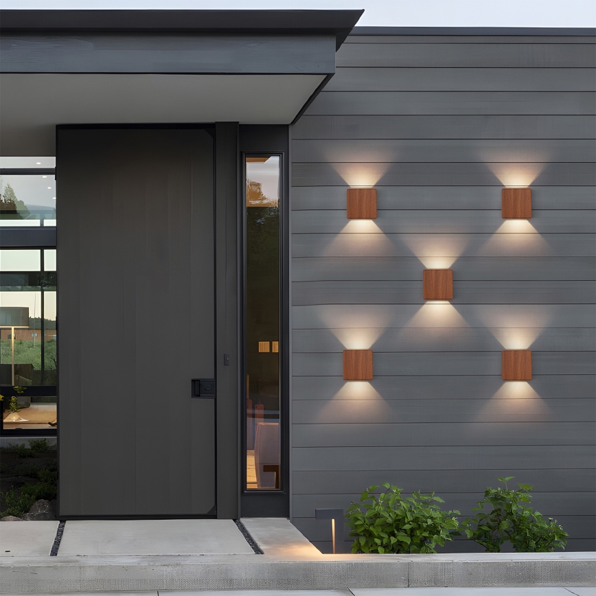 Brilagi - LED āra sienas gaismeklis DOUBLERAY LED/6W/230V, koka apdare, IP54