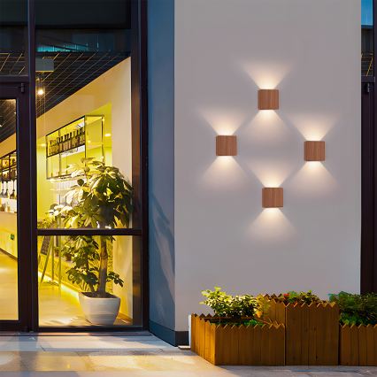 Brilagi - LED āra sienas gaismeklis DOUBLERAY LED/6W/230V, koka apdare, IP54