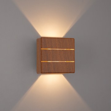 Brilagi -LED Āra sienas gaismeklis DOUBLERAY LINE LED/6W/230V koka dekors IP54