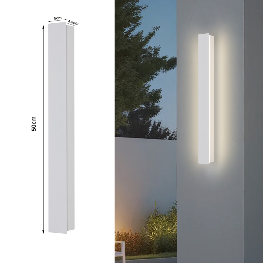 Brilagi - LINEAR āra LED sienas gaismeklis, 12W, 230V, 3000K (siltā balta), IP65, 50 cm, balts, CRI 90