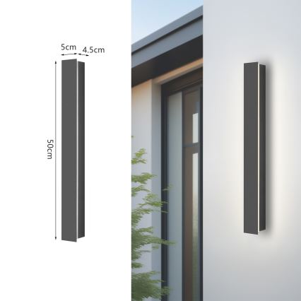 Brilagi - LED āra sienas gaismeklis LINEAR, 12W, 230V, 3000K, IP65, 50 cm, antracīts, CRI 90