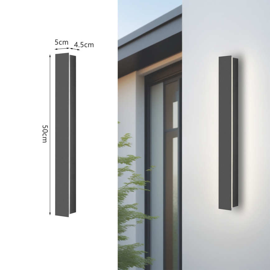 Brilagi - LED āra sienas gaismeklis LINEAR, 12W, 230V, 3000K, IP65, 50 cm, antracīts, CRI 90